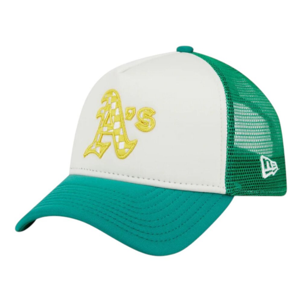 New Era Oakland Athletics Checkered Flag 9FORTY A-Frame Snapback Trucker Hat Cap - Picture 3 of 7